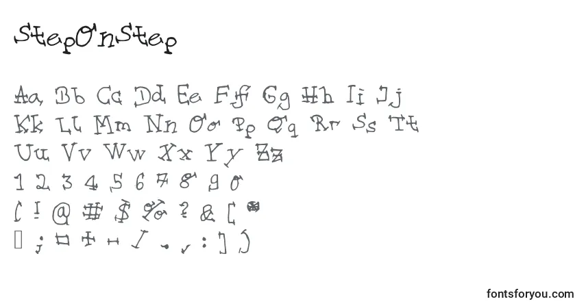 Czcionka StepOnStep – alfabet, cyfry, specjalne znaki