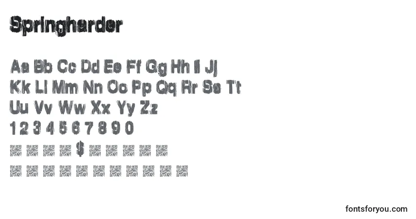 A fonte Springharder – alfabeto, números, caracteres especiais