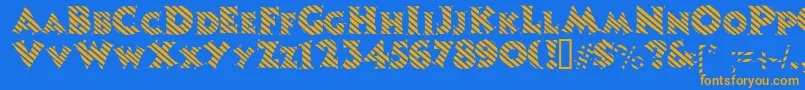 Candystripe-Schriftart – Orangefarbene Schriften auf blauem Hintergrund