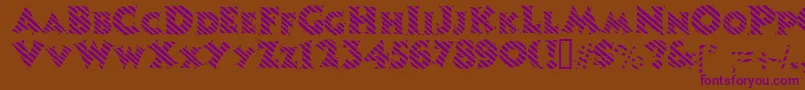 Candystripe-Schriftart – Violette Schriften auf braunem Hintergrund