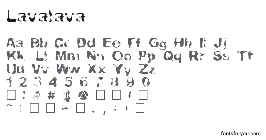Czcionka Lavalava – alfabet, cyfry, specjalne znaki