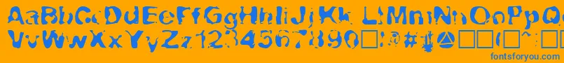 Lavalava-Schriftart – Blaue Schriften auf orangefarbenem Hintergrund