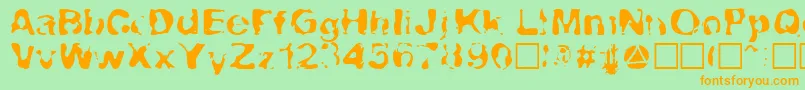 Lavalava-Schriftart – Orangefarbene Schriften auf grünem Hintergrund