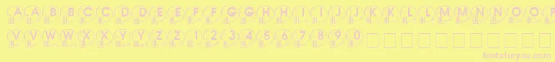 Whatposs-fontti – vaaleanpunaiset fontit keltaisella taustalla