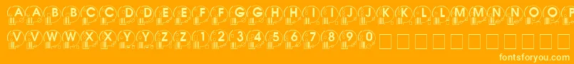 Whatposs-Schriftart – Gelbe Schriften auf orangefarbenem Hintergrund