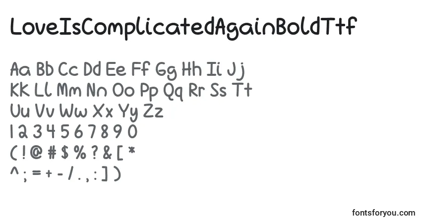 Шрифт LoveIsComplicatedAgainBoldTtf – алфавит, цифры, специальные символы
