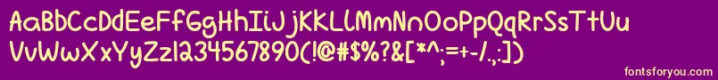 Fonte LoveIsComplicatedAgainBoldTtf – fontes amarelas em um fundo roxo