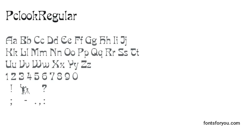 Czcionka PclookRegular – alfabet, cyfry, specjalne znaki