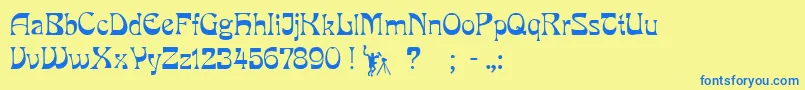 PclookRegular Font – Blue Fonts on Yellow Background
