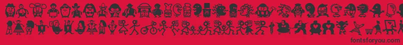 Minipicslilfolks Font – Black Fonts on Red Background