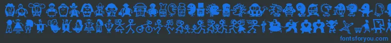 Шрифт Minipicslilfolks – синие шрифты на чёрном фоне