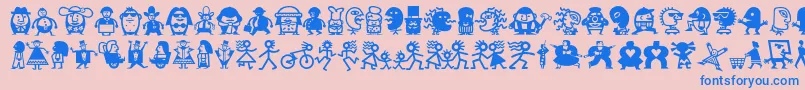 Minipicslilfolks-fontti – siniset fontit vaaleanpunaisella taustalla