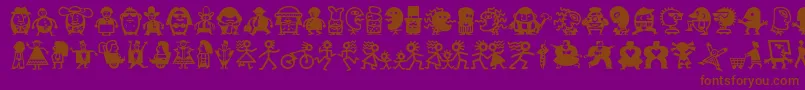 Fonte Minipicslilfolks – fontes marrons em um fundo roxo