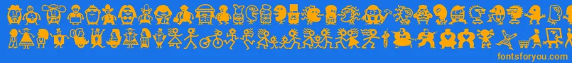 Шрифт Minipicslilfolks – оранжевые шрифты на синем фоне