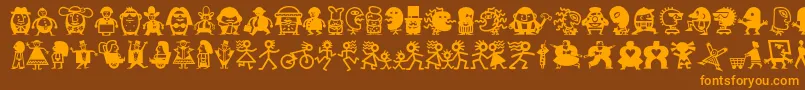 Fonte Minipicslilfolks – fontes laranjas em um fundo marrom