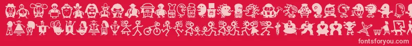 Minipicslilfolks Font – Pink Fonts on Red Background