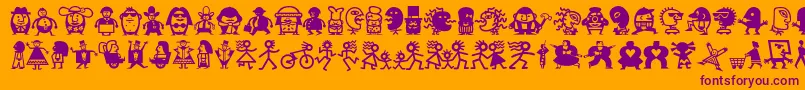 More about Minipicslilfolks Font Minipicslilfolks Font – Purple Fonts on Orange Background