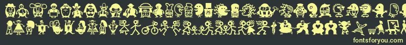 Minipicslilfolks-Schriftart – Gelbe Schriften auf schwarzem Hintergrund