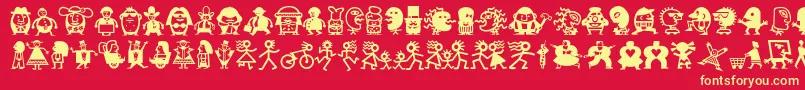 Minipicslilfolks Font – Yellow Fonts on Red Background
