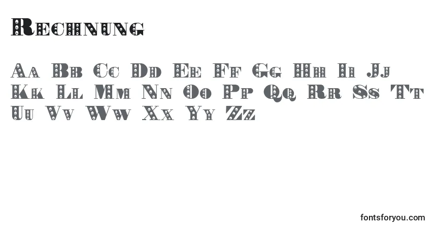 Шрифт Rechnung – алфавит, цифры, специальные символы