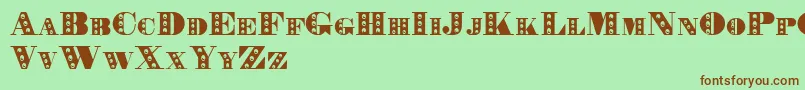 Fonte Rechnung – fontes marrons em um fundo verde