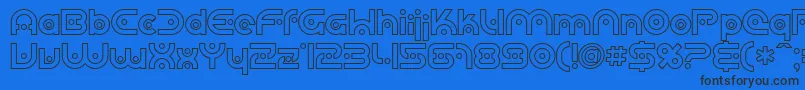 Sfplanetaryorbiteroutline-Schriftart – Schwarze Schriften auf blauem Hintergrund