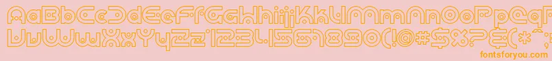 Sfplanetaryorbiteroutline-Schriftart – Orangefarbene Schriften auf rosa Hintergrund