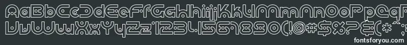 Sfplanetaryorbiteroutline-Schriftart – Weiße Schriften auf schwarzem Hintergrund