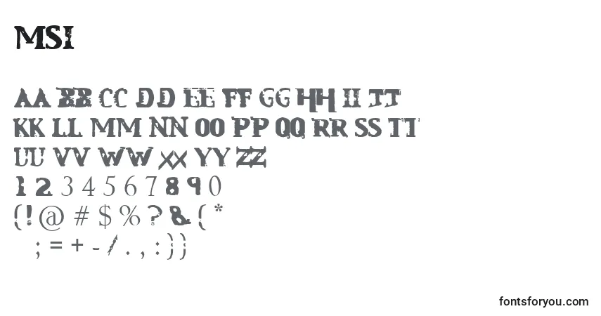 Czcionka Msi – alfabet, cyfry, specjalne znaki