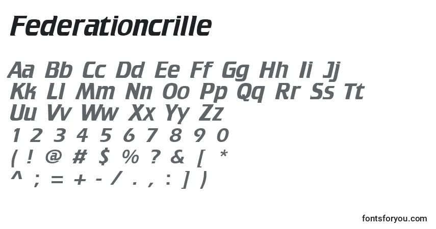 Шрифт Federationcrille – алфавит, цифры, специальные символы
