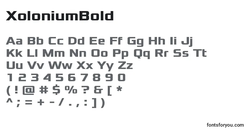 Schriftart XoloniumBold – Alphabet, Zahlen, spezielle Symbole