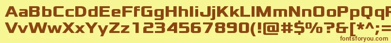 フォントXoloniumBold – 茶色の文字が黄色の背景にあります。