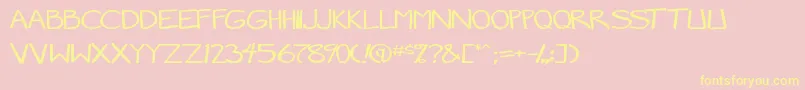 MangaSpeak2Stocky-Schriftart – Gelbe Schriften auf rosa Hintergrund