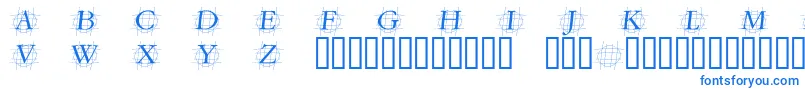 Fonte GrafobliqueItalic – fontes azuis em um fundo branco