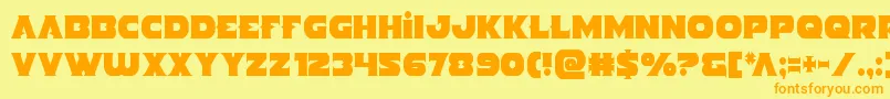 フォントIndigodemoncond – オレンジの文字が黄色の背景にあります。