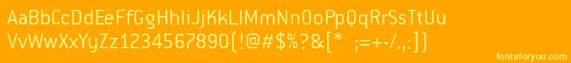 PfpremierLight-Schriftart – Gelbe Schriften auf orangefarbenem Hintergrund