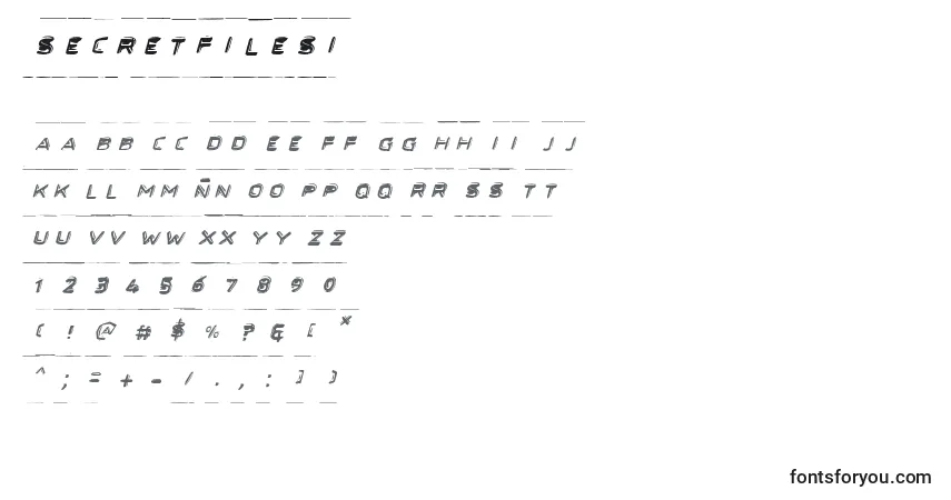 Czcionka Secretfilesi – alfabet, cyfry, specjalne znaki