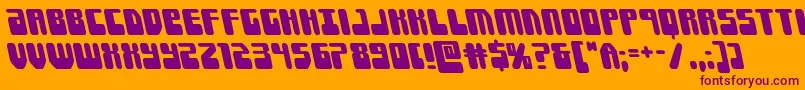 Forcemajeureleft-Schriftart – Violette Schriften auf orangefarbenem Hintergrund
