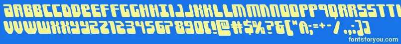 Forcemajeureleft-Schriftart – Gelbe Schriften auf blauem Hintergrund