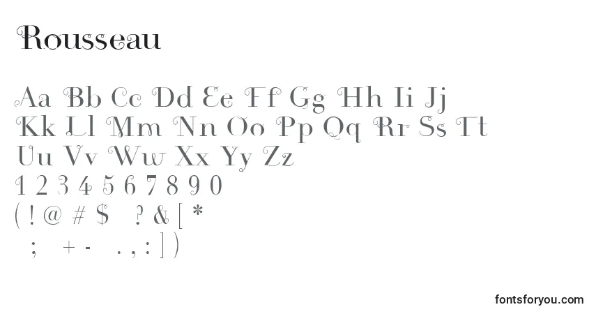 A fonte Rousseau – alfabeto, números, caracteres especiais