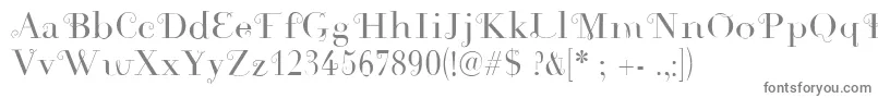 Rousseau-fontti – harmaat kirjasimet valkoisella taustalla