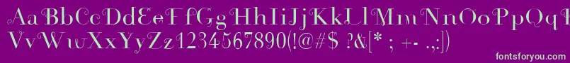 Rousseau Font – Green Fonts on Purple Background