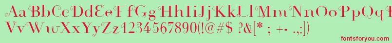 Rousseau Font – Red Fonts on Green Background