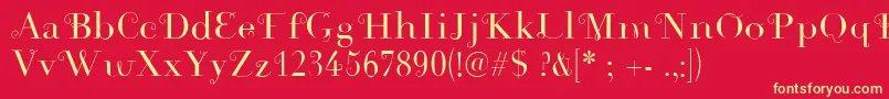 Rousseau Font – Yellow Fonts on Red Background