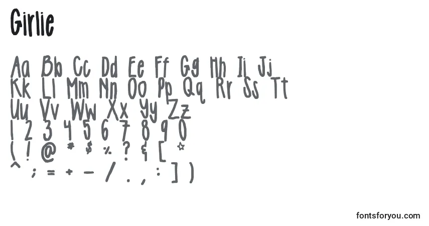 Schriftart Girlie – Alphabet, Zahlen, spezielle Symbole