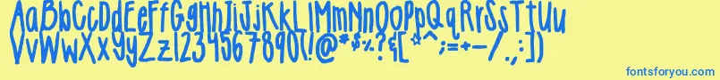 Girlie-Schriftart – Blaue Schriften auf gelbem Hintergrund