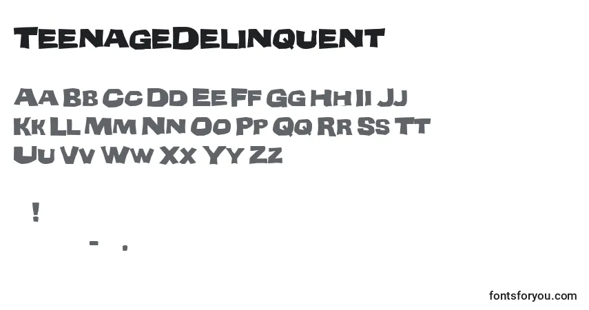 Шрифт TeenageDelinquent – алфавит, цифры, специальные символы