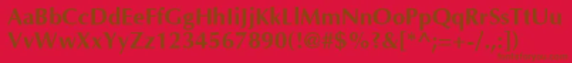 Optimab-Schriftart – Braune Schriften auf rotem Hintergrund