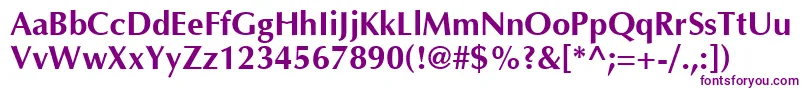 フォントOptimab – 白い背景に紫のフォント