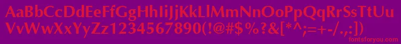 Optimab-fontti – punaiset fontit violetilla taustalla